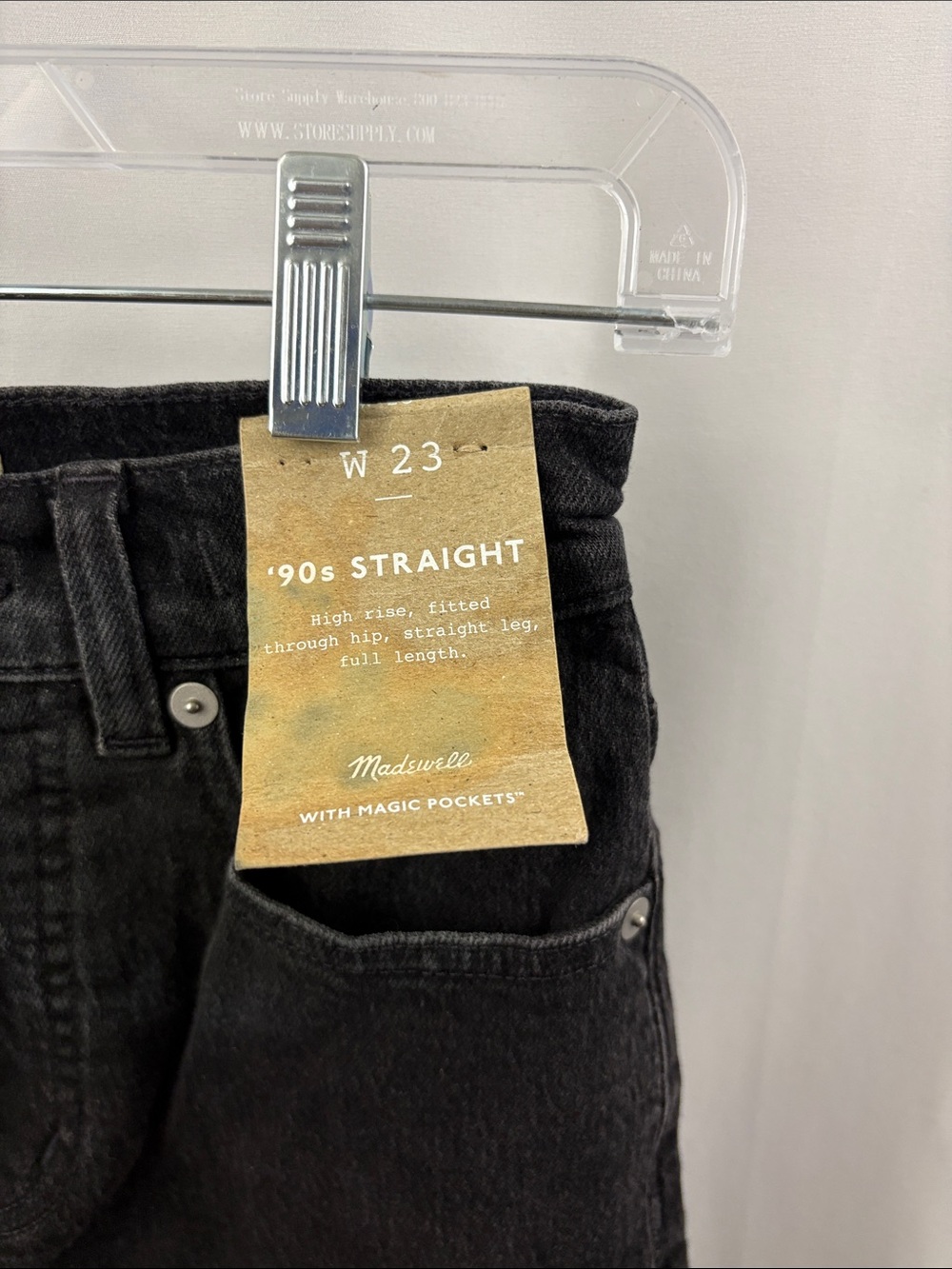 Madewell 90's Straight Leg Jeans Womens 23 Black Fitted High Rise NWT Sequin - Picture 3 of 9